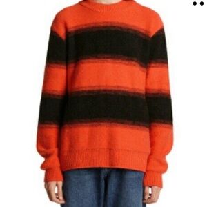Trunk Project angora stripe crewneck sweater Oversized Street Style Knit
